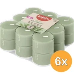 6x Bolsius Geurtheelichten clear cup 6u True Scents Rosemary (18 stuks)