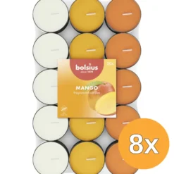 8x Bolsius Geurtheelicht 3,5U Mango Pack (30 stuks)