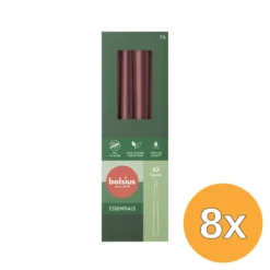 8x Bolsius Gotische Kaars 245/24 Doos 4 Velvet Red (4 stuks)