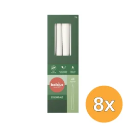 8x Bolsius Gotische Kaars 245/24 Doos 4 Cloudy White (4 stuks)