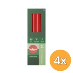 4x Bolsius Gotische Kaars 245/24 Doos 8 Delicate Red (8 stuks)