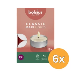 6x Bolsius Maxi-Lichten 10U Wit (18 stuks)
