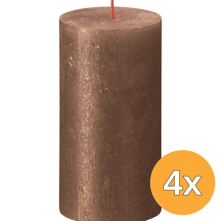 4x Bolsius Metallic Rustiekkaars 130/68 Koper (1 stuk)