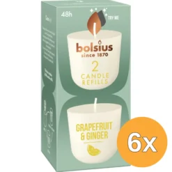 6x Bolsius Navulling Clean Light pack 2 Grapefruit & Ginger (2 stuks)