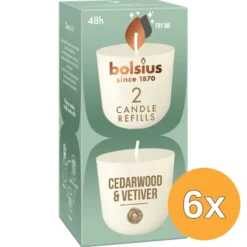 6x Bolsius Navulling Clean Light pack 2 Cedarwood & Vetiver (2 stuks)