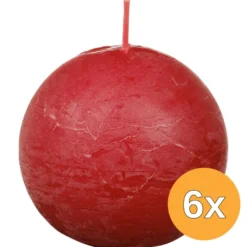 6x Bolsius Rustieke Bolkaars Ø76 Delicate Red (1 stuk)