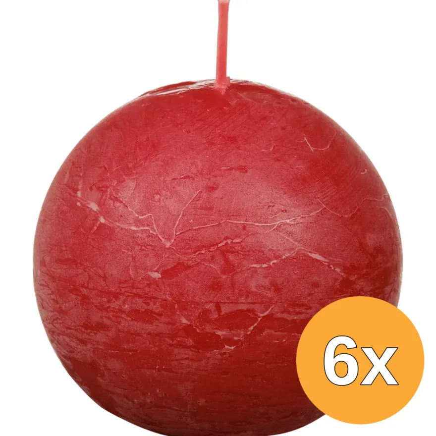 6x Bolsius Rustieke Bolkaars Ø76 Delicate Red (1 stuk)