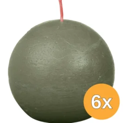 6x Bolsius Rustieke Bolkaars Ø76 Fresh Olive (1 stuk)
