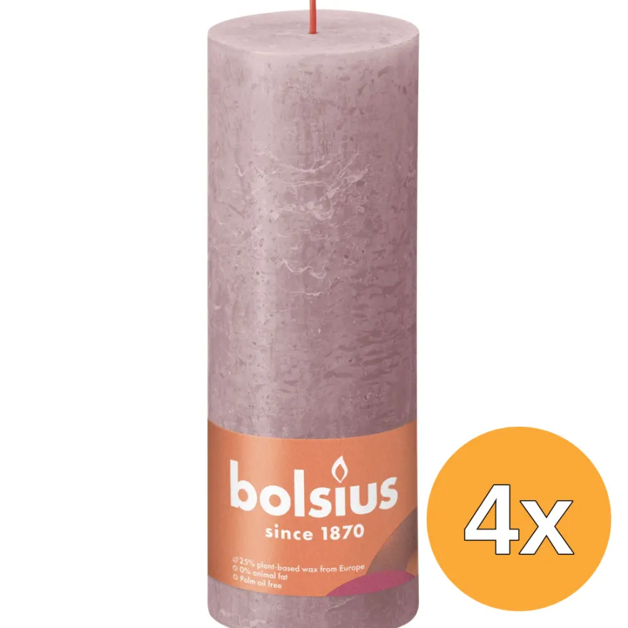 4x Bolsius Rustiekkaars 190/68 Ash Rose (1 stuk)