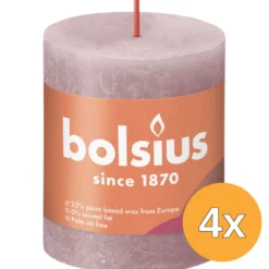 4x Bolsius Rustiekkaars 80/68 Ash Rose (1 stuk)
