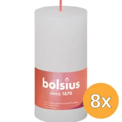 8x Bolsius Rustiekkaars 100/50 Cloudy White (1 stuk)