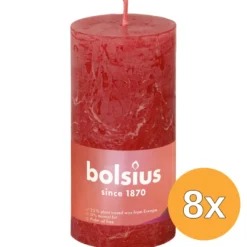 8x Bolsius Rustiekkaars 100/50 Delicate Red (1 stuk)