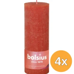 4x Bolsius Rustiekkaars 190/68 Earthy Orange (1 stuk)
