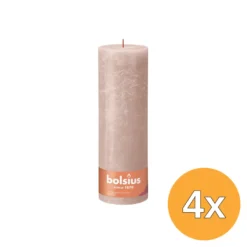 4x Bolsius Rustiekkaars 300/100 Misty Pink (1 stuk)