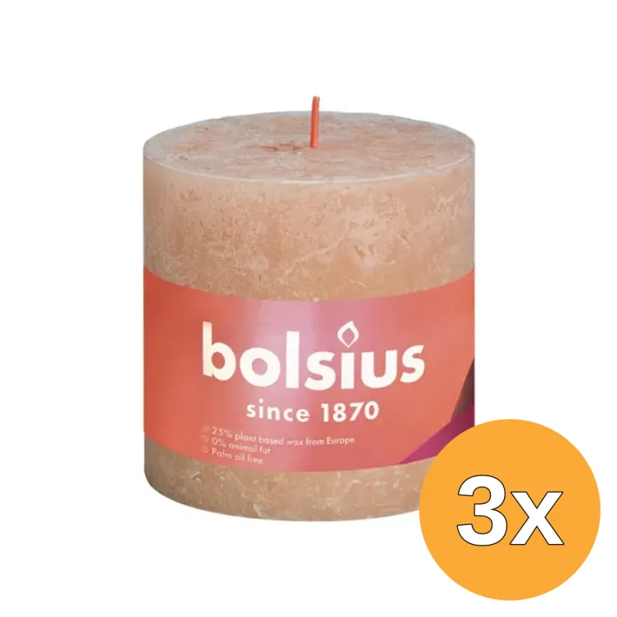 3x Bolsius Rustiekkaars Shine 100/100 Misty Pink (1 stuk)
