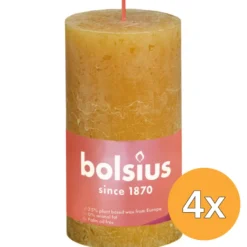 4x Bolsius Rustiekkaars Shine 130/68 130/68 Honeycomb Yellow (1 stuk)