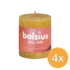 4x Bolsius Rustiekkaars Shine 80/68 Honeycomb Yellow (1 stuk)