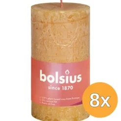 8x Bolsius Rustiekkaars Shine 100/50 Honeycomb Yellow (1 stuk)