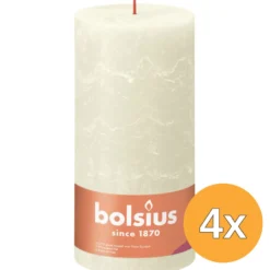 4x Bolsius Rustiekkaars 200/100 Soft Pearl (1 stuk)