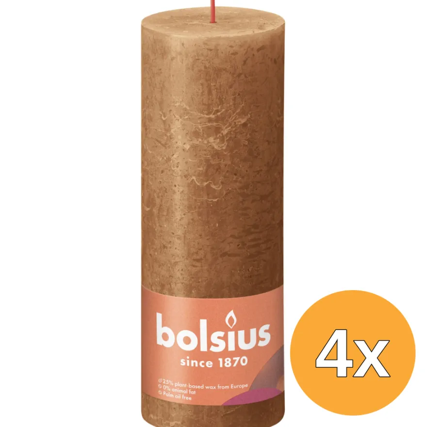 4x Bolsius Rustiekkaars 190/68 Spice Brown (1 stuk)