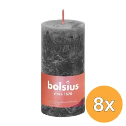 8x Bolsius Rustiekkaars 100/50 Stormygrey (1 stuk)