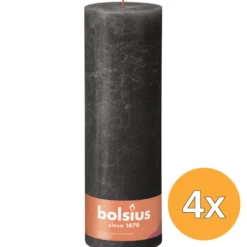4x Bolsius Rustiekkaars 300/100 Stormygrey (1 stuk)