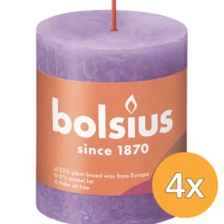 4x Bolsius Rustiekkaars 80/68 Vibrant Violet (1 stuk)