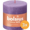 3x Bolsius Rustiek Stompkaars 100/100 Vibrant Violet (1 stuk)