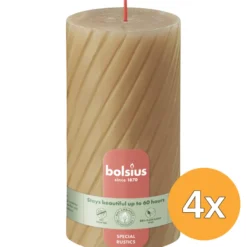 4x Bolsius Rustiek twist stompkaars 130/68 Oat Beige (1 stuk)