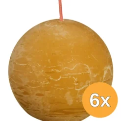 6x Bolsius Shine Rustiek Bolkaars ?76 Honeycomb Yellow (1 stuk)
