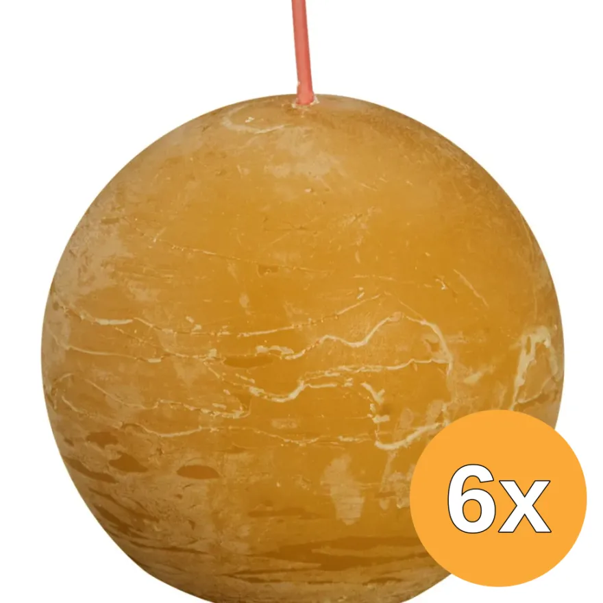 6x Bolsius Shine Rustiek Bolkaars ?76 Honeycomb Yellow (1 stuk)