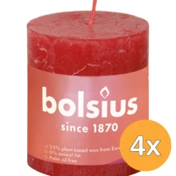 4x Bolsius Shine Rustiekkaars 80/68 Delicate Red (1 stuk)