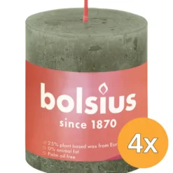 4x Bolsius Shine Rustiekkaars 80/68 Fresh Olive (1 stuk)