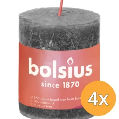 4x Bolsius Shine Rustiekkaars 80/68 Stormygrey (1 stuk)