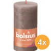 4x Bolsius Shine Rustiek Stompkaars 130/68 Rustic Taupe (1 stuk)