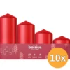 10x Bolsius Stompkaars Assorti Tray 4 Delicate Red (1 stuk)
