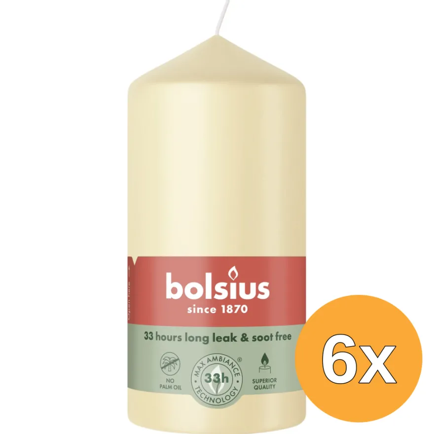 6x Bolsius Stompkaars 120/58 Beige (1 stuk)