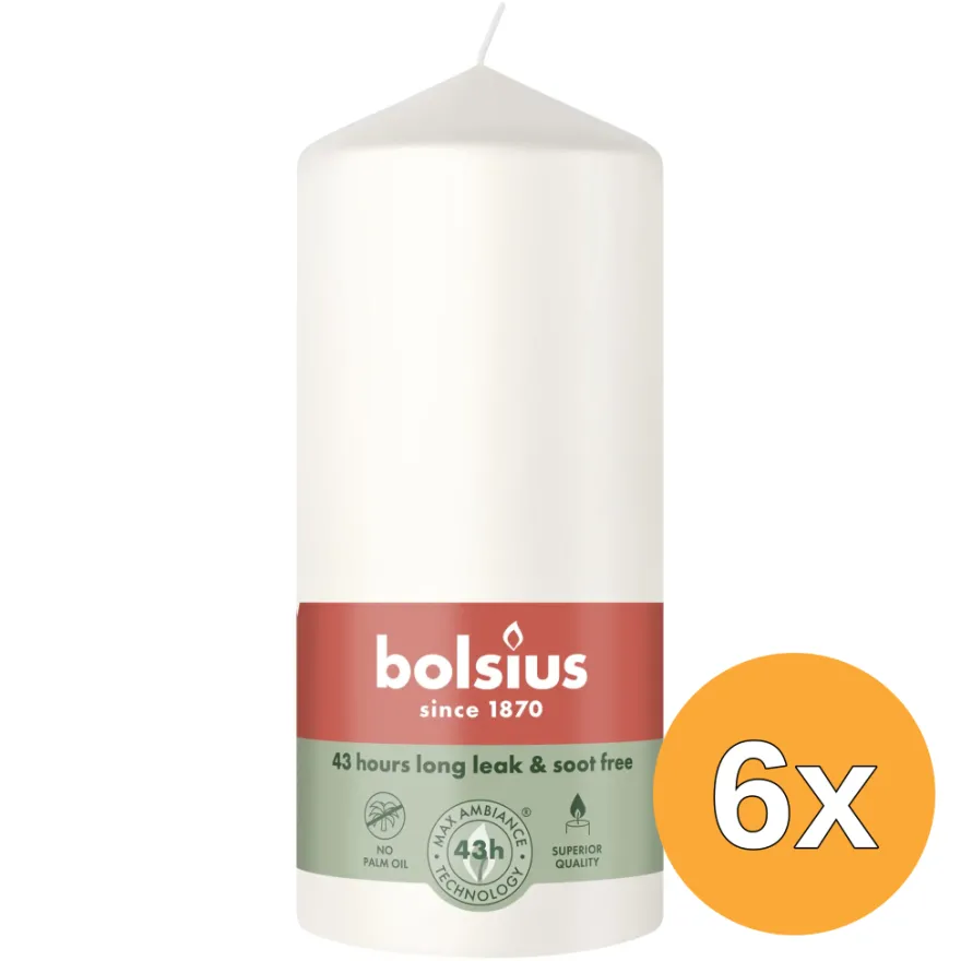 6x Bolsius Stompkaars 130/68 Cloudy White (1 stuk)