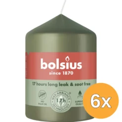 6x Bolsius Stompkaars 80/58 Fresh Olive (1 stuk)