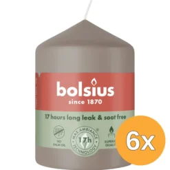 6x Bolsius Stompkaars 80/58 Light Taupe (1 stuk)