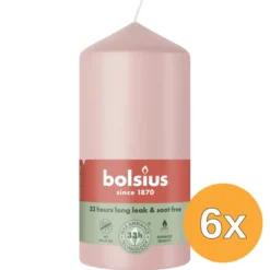 6x Bolsius Stompkaars 120/58 Misty Pink (1 stuk)