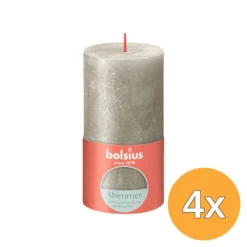 4x Bolsius Stompkaars Shimmer 130/68 Champagne (1 stuk)