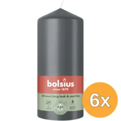 6x Bolsius Stompkaars 130/68 Stormy Grey (1 stuk)