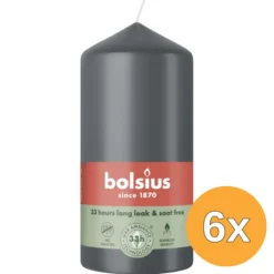 6x Bolsius Stompkaars 120/58 Stormy Grey (1 stuk)