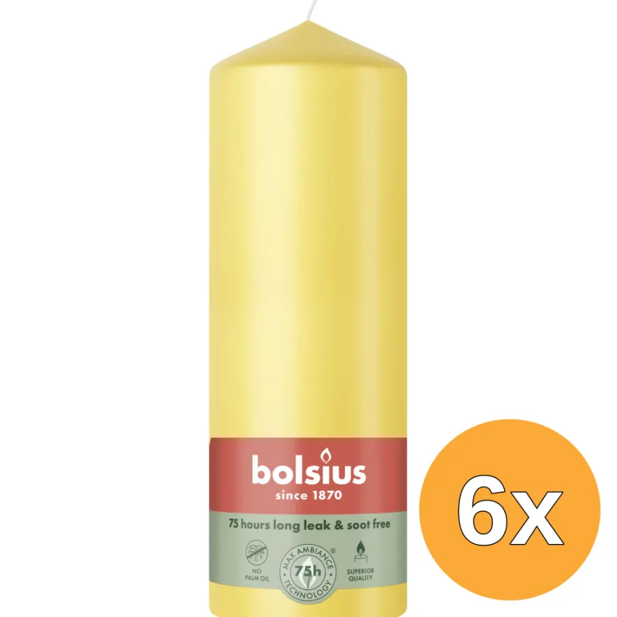 6x Bolsius Stompkaars 200/68 Sunny Yellow (1 stuk)