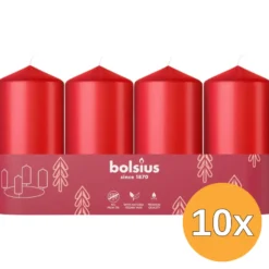10x Bolsius Stompkaars 100/48 Tray 4 Delicate Red (1 stuk)