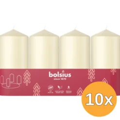 10x Bolsius Stompkaars 100/48 Tray 4 Soft Pearl (1 stuk)