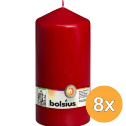 8x Bolsius Stompkaars 200/98 Wijnrood (1 stuk)