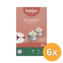 6x Bolsius Theelichten 8-Uur Wit (30 stuks)