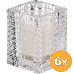 6x Bolsius Theelicht Houder Ribbed Transparant (1 stuk)